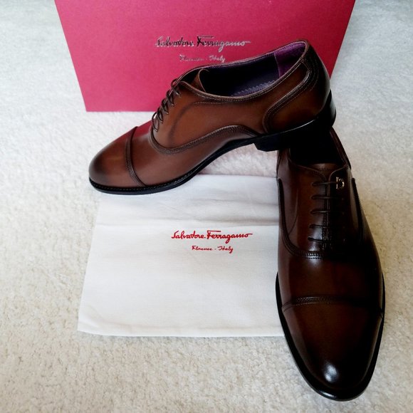 Authentic Salvatore Ferragamo Africa Gancini Cap Toe Oxford Shoes